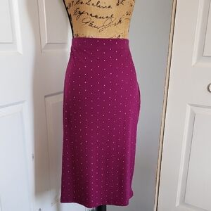 Sears Purple Midi Skirt with White Dots